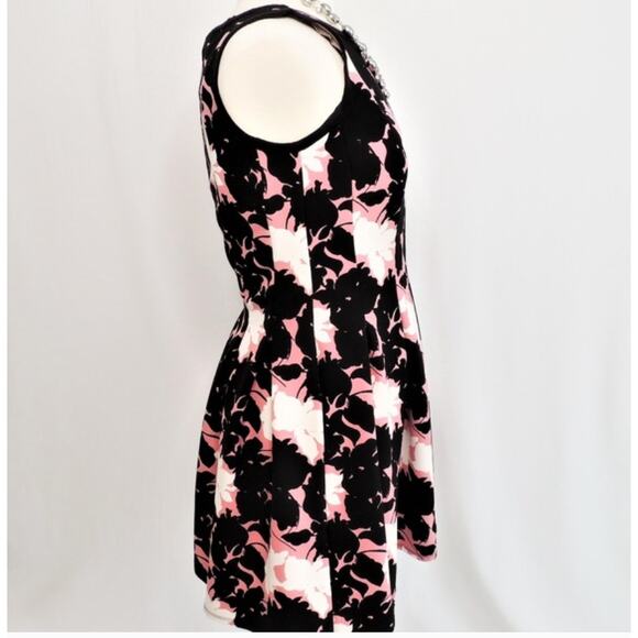 Ann Taylor Black Pink Floral Box Pleat Dress Sleeveless 4 S Small - Picture 9 of 9